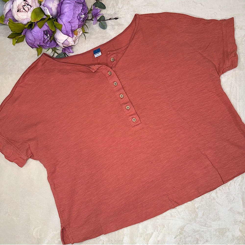 Old Navy Orange Short Sleeve Boxy Top